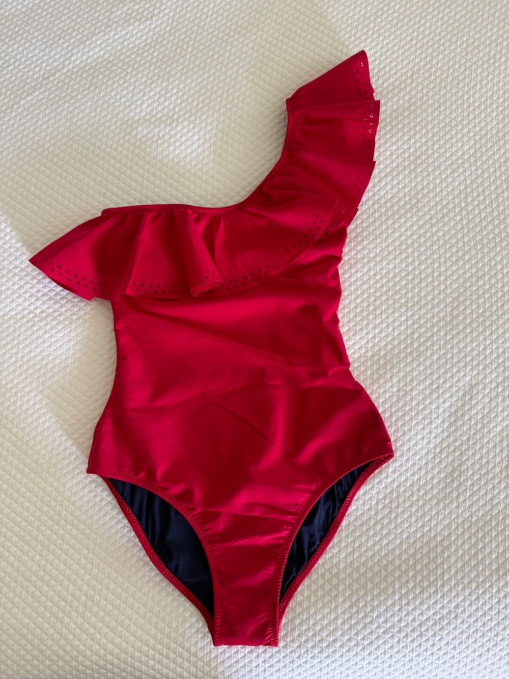 MOUILLE RED ONE SHOULDER RUFFLE BATHING SUIT SAKS FIFTH AVENUE SIZE SMALL